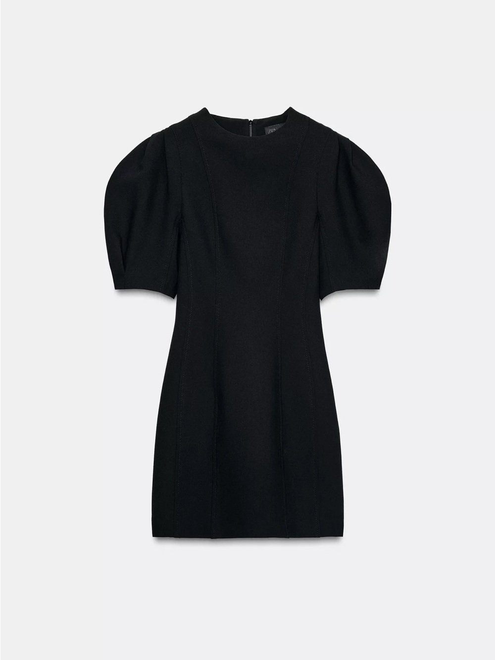 Zara Black Puff-Sleeve Mini Dress